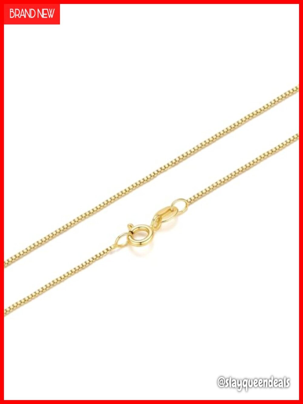 14K Gold Plated Box Chain Necklace for Women Slim 1mm Layering
